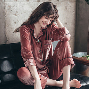 Fashion & Comfort Gold Velvet Pajamas – Soft, Luxurious Sleepwear for Men & Women