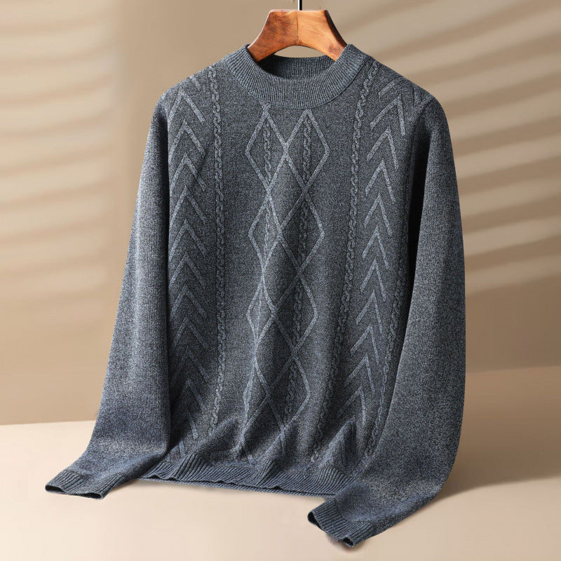 Men’s Fall Winter Round Neck Velvet Sweater – Thick, Warm & Trendy Pullover