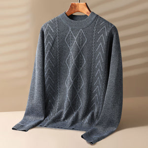 Men’s Fall Winter Round Neck Velvet Sweater – Thick, Warm & Trendy Pullover