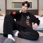 Men’s Fall Winter Thickened Coral Velvet Pajamas Suit – Warm, Soft & Cozy Sleepwear
