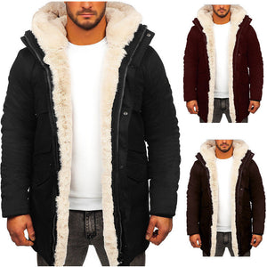 Men’s Fur Hooded Jacket – Thick Warm Cotton-Padded Winter Coat