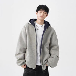 Double Zipper Hooded Sweater – Men’s Casual Jacket for Everyday Wear