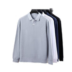 Men’s Cotton Polo Shirt – Loose Fit, Breathable Long Sleeve Lapel Top