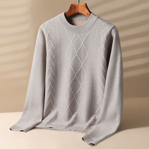 Men’s Fall Winter Round Neck Velvet Sweater – Thick, Warm & Trendy Pullover