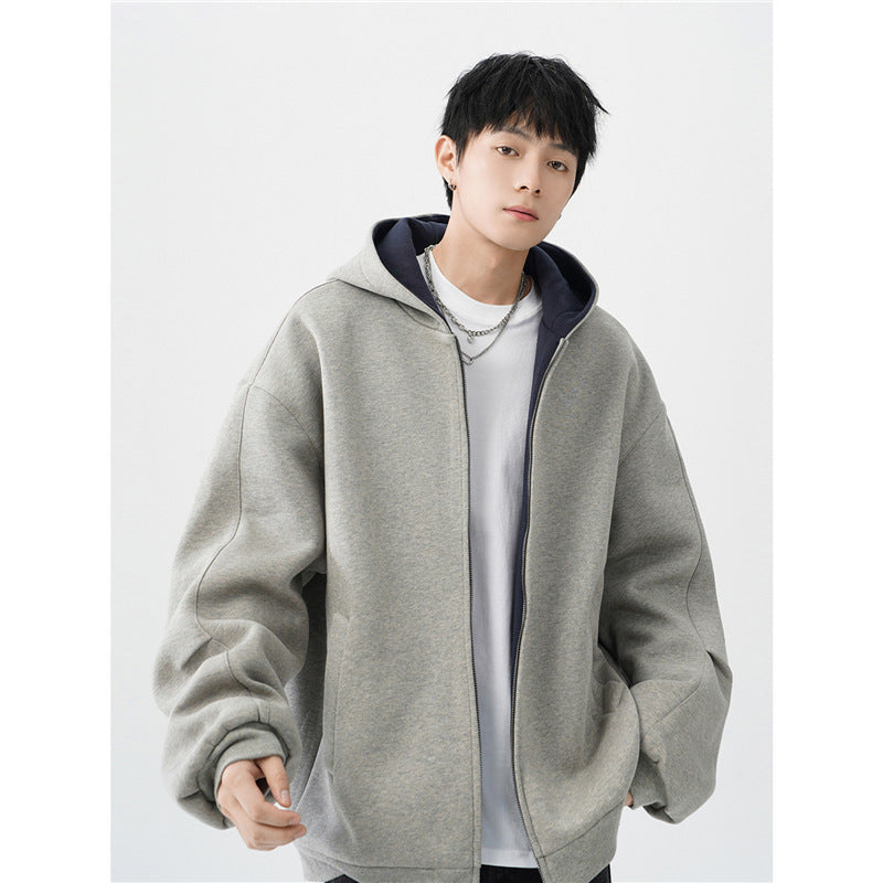 Double Zipper Hooded Sweater – Men’s Casual Jacket for Everyday Wear