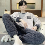 Men’s Fall Winter Thickened Coral Velvet Pajamas Suit – Warm, Soft & Cozy Sleepwear