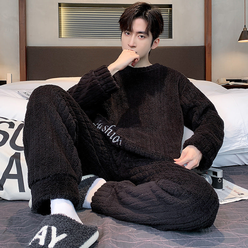 Men’s Fall Winter Thickened Coral Velvet Pajamas Suit – Warm, Soft & Cozy Sleepwear