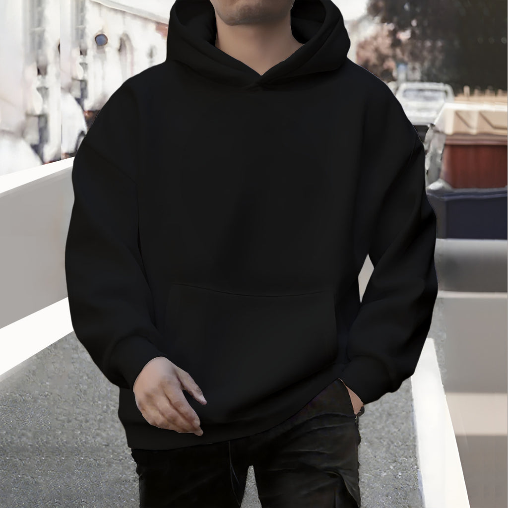 Fall Winter Men’s Loose Hooded Sweater – Fleece-Lined Sports & Leisure Hoodie