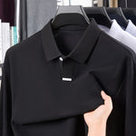 Men’s Cotton Polo Shirt – Loose Fit, Breathable Long Sleeve Lapel Top