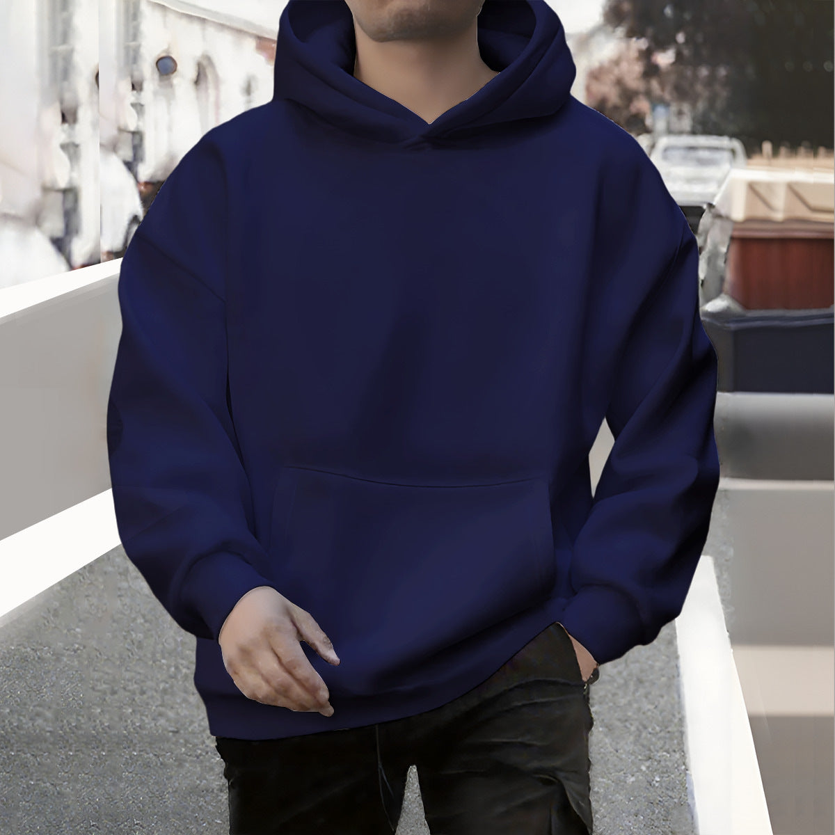 Fall Winter Men’s Loose Hooded Sweater – Fleece-Lined Sports & Leisure Hoodie