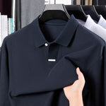 Men’s Cotton Polo Shirt – Loose Fit, Breathable Long Sleeve Lapel Top