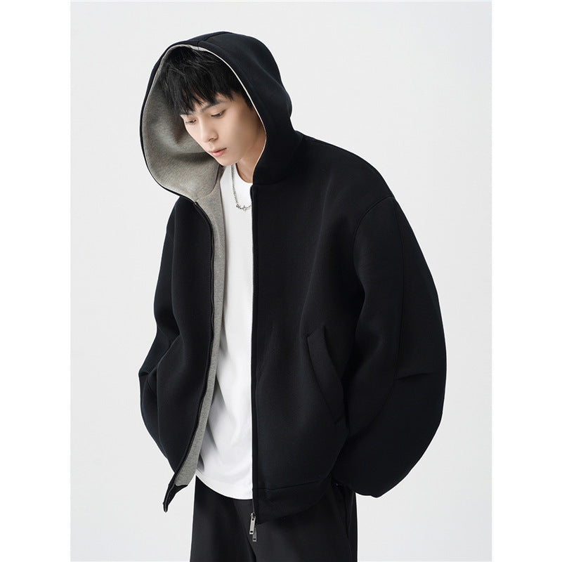 Double Zipper Hooded Sweater – Men’s Casual Jacket for Everyday Wear