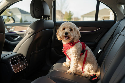 Adjustable pet car seat belt for dogs and cats with safety clip for vehicle travel