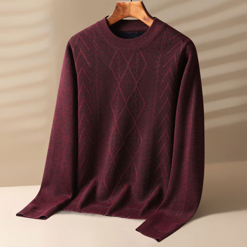 Men’s Fall Winter Round Neck Velvet Sweater – Thick, Warm & Trendy Pullover