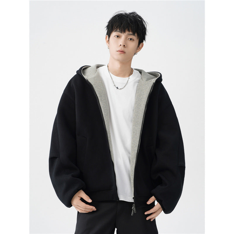 Double Zipper Hooded Sweater – Men’s Casual Jacket for Everyday Wear