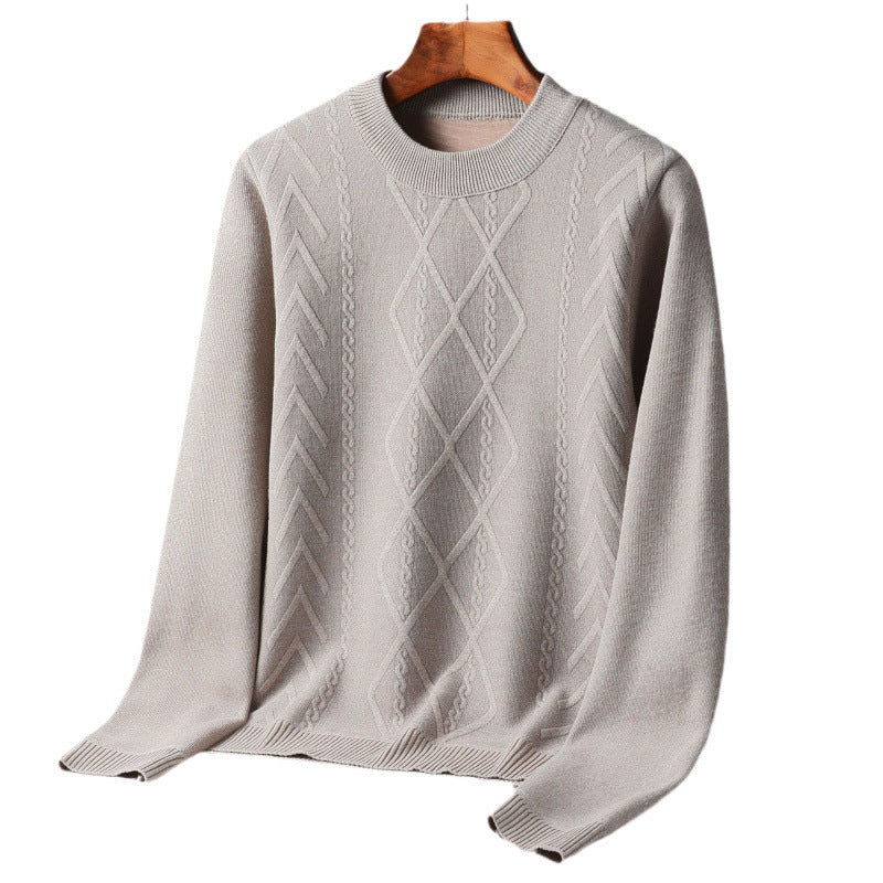 Men’s Fall Winter Round Neck Velvet Sweater – Thick, Warm & Trendy Pullover