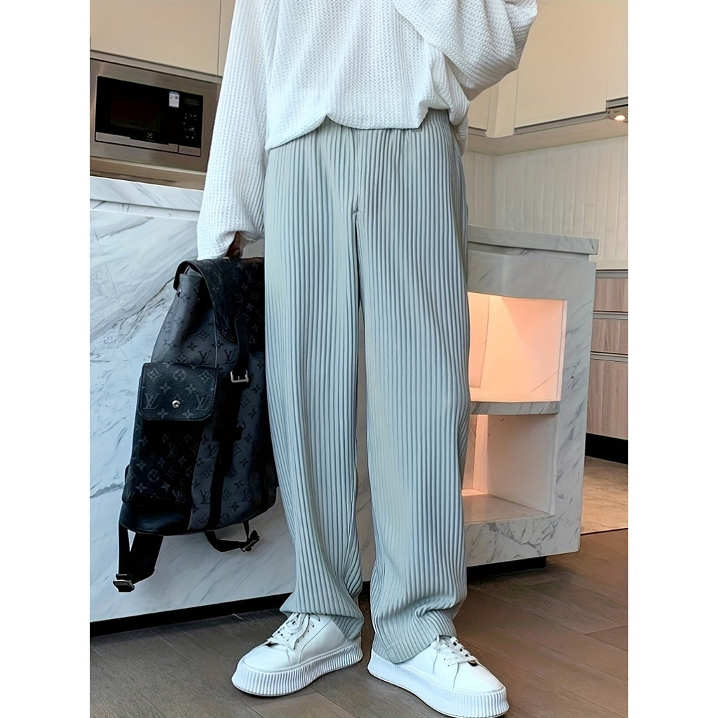 Men’s Casual Pants – Trendy Corduroy Straight Fit Long Trousers