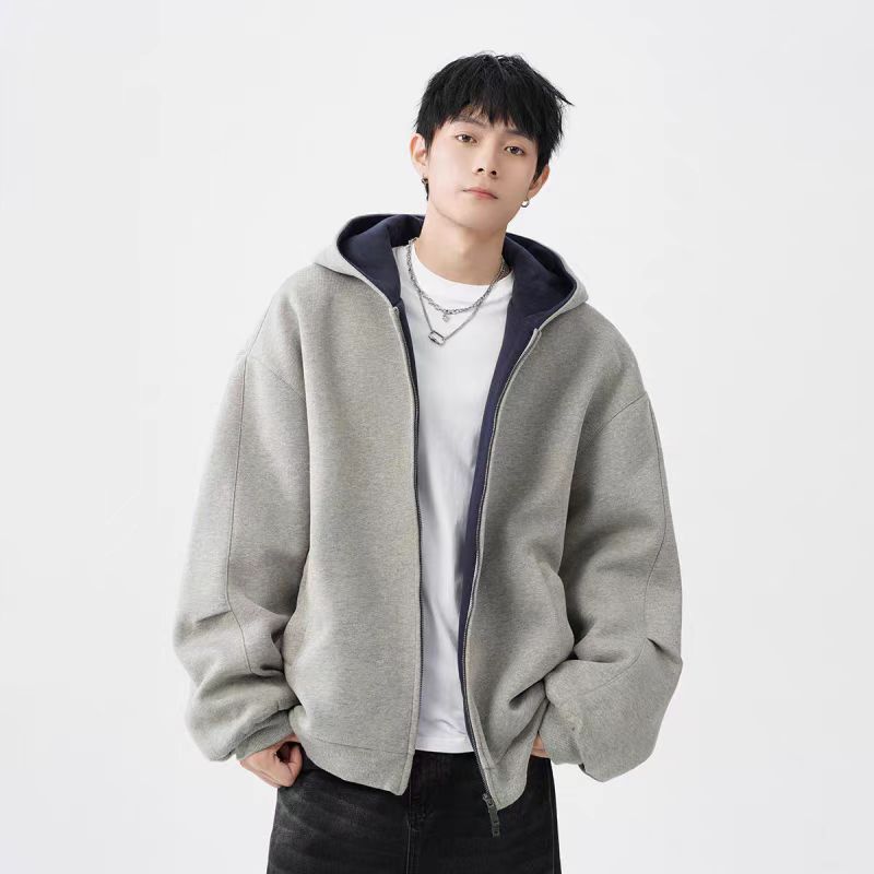 Double Zipper Hooded Sweater – Men’s Casual Jacket for Everyday Wear