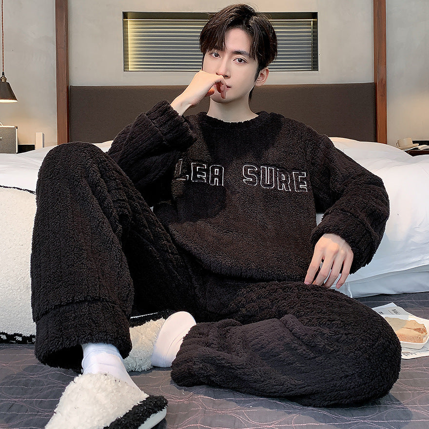 Men’s Fall Winter Thickened Coral Velvet Pajamas Suit – Warm, Soft & Cozy Sleepwear