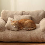 Plush winter cat bed sofa with pillow for small to medium cats